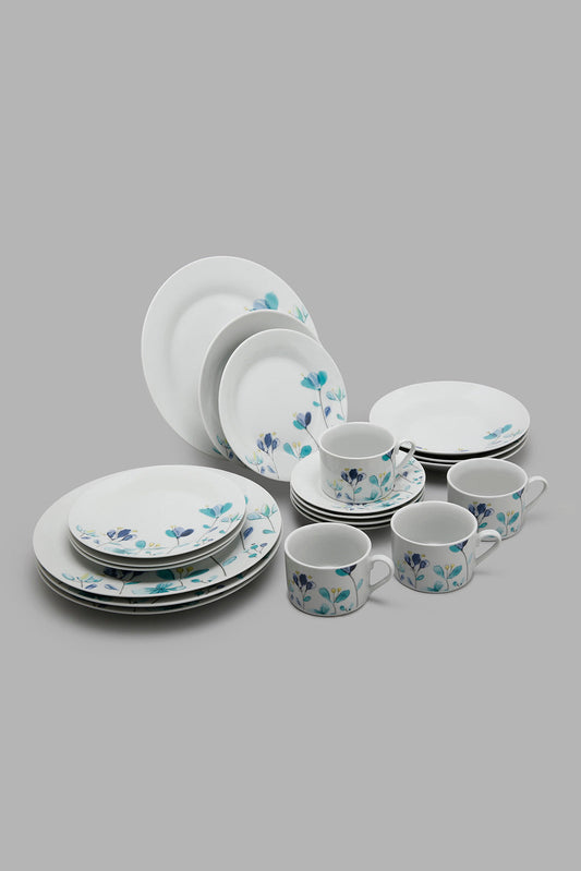 White Floral Print Elegant Dinner Set (20 Piece)
