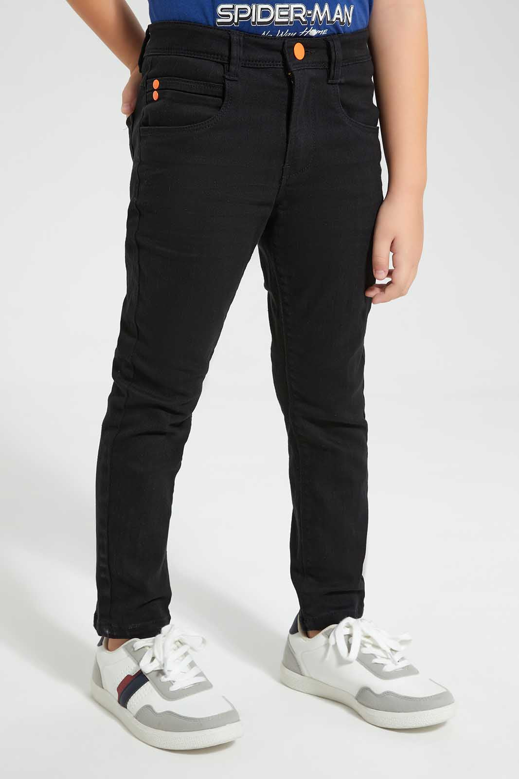 Redtag-Black-5-Pkt-Coloured-Denim-Jean-BOY-Jeans,-Category:Jeans,-Colour:Black,-Deals:Sale,-Filter:Boys-(2-to-8-Yrs),-S22A,-Sale,-Sale-BOY-APL,-Section:Kidswear--