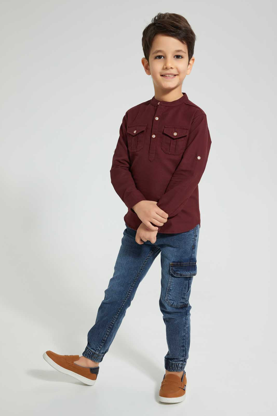 Redtag-Grey-Cargo-Acid-Wash-Jean-Jeans-Pull-On-Boys-2 to 8 Years