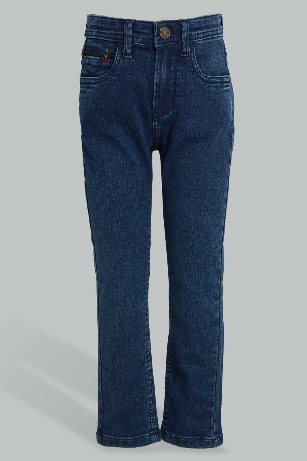Redtag-Dark-Wash-Corduroy-Jean-Jeans-Pull-On-Boys-2 to 8 Years