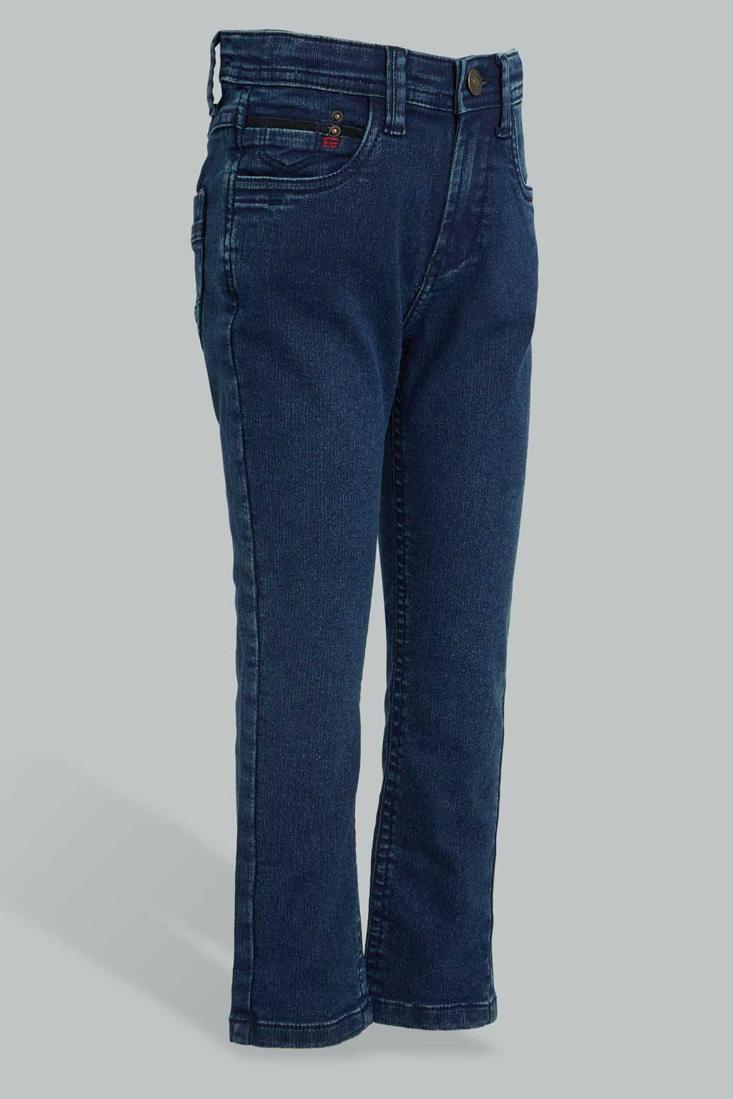 Redtag-Dark-Wash-Corduroy-Jean-Jeans-Pull-On-Boys-2 to 8 Years