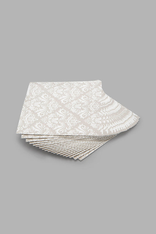 White/Grey Embellished Paper Napkins (20 Piece)