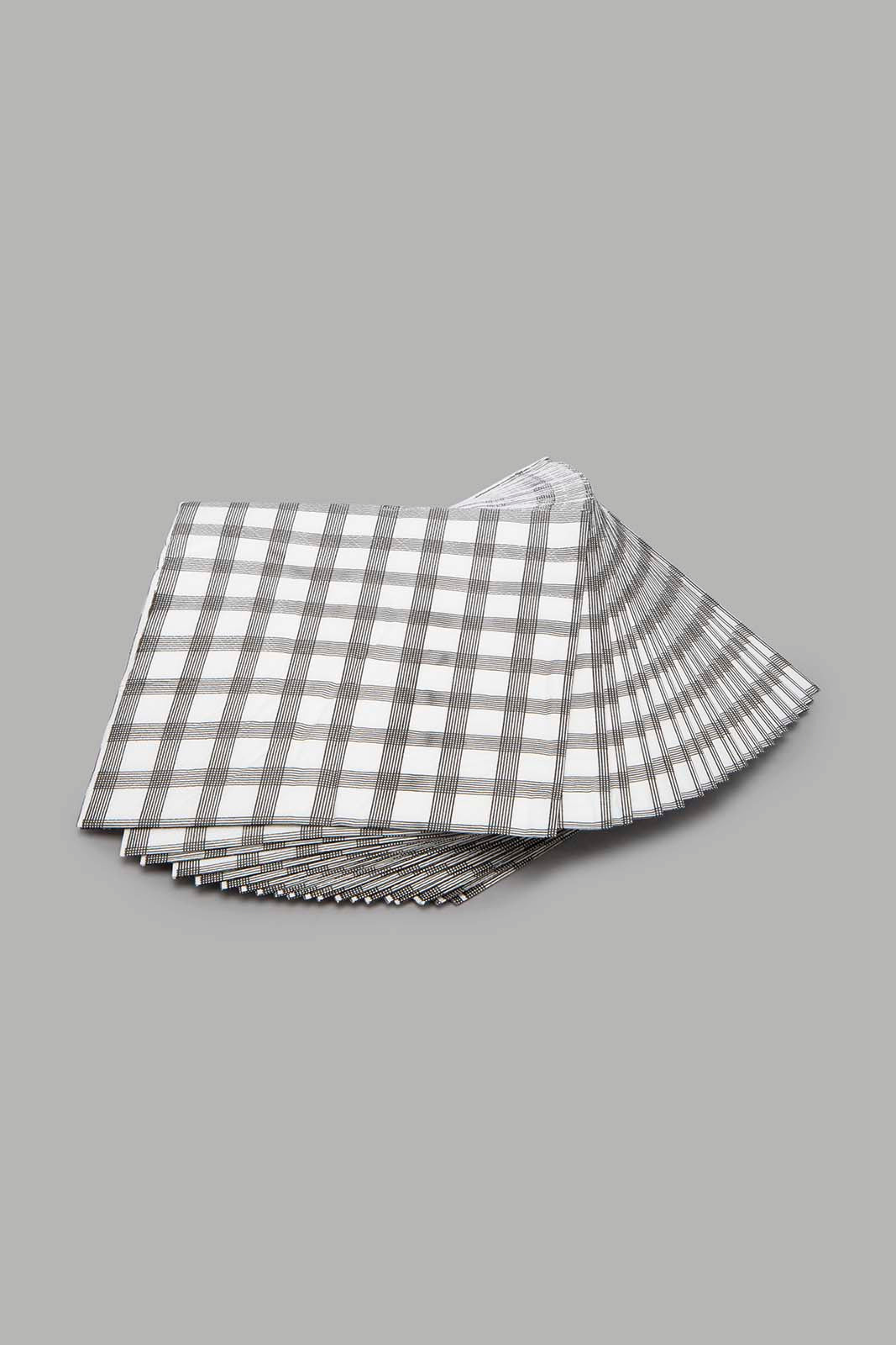 White And Grey Checkered Paper Napkins (20 Piece)