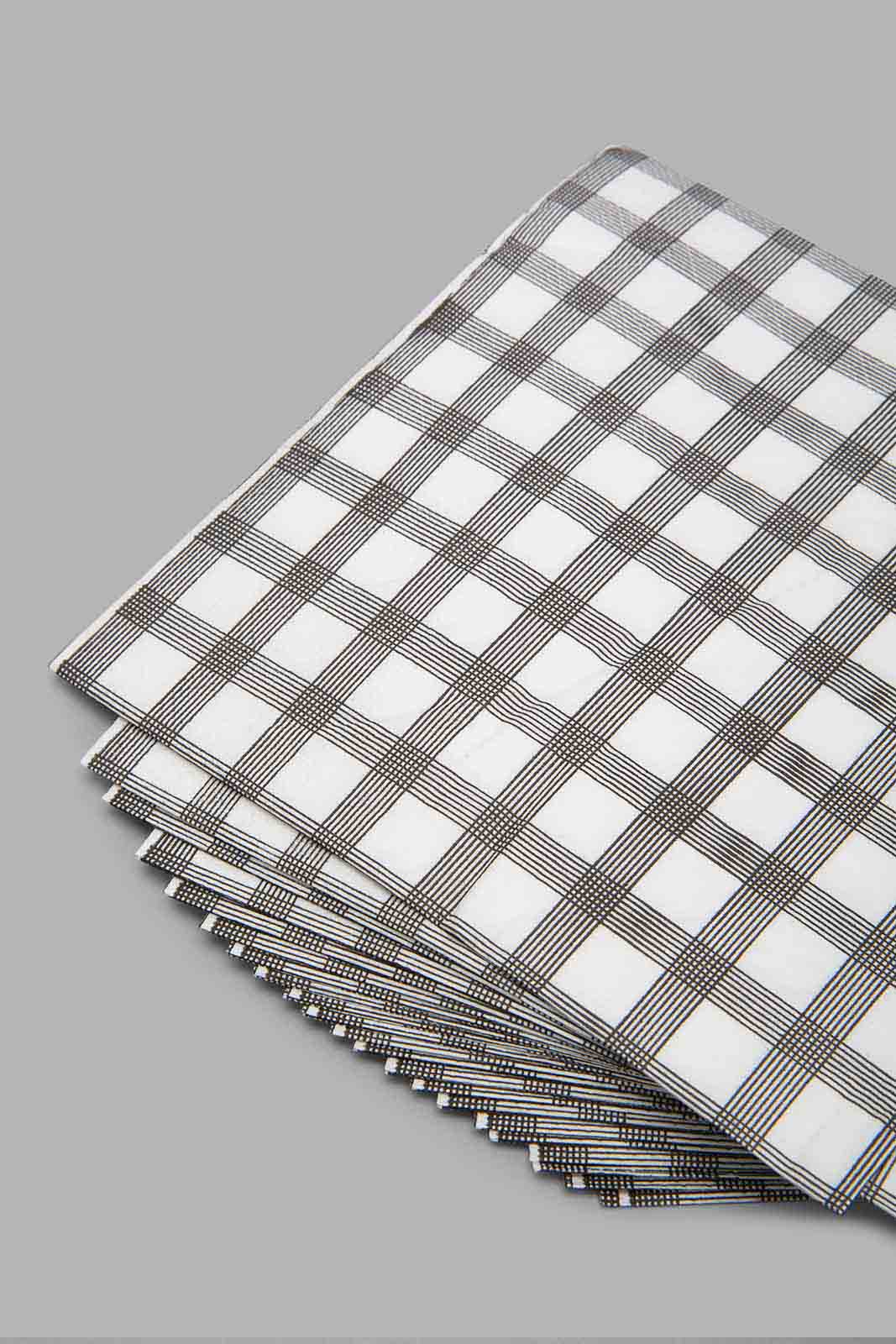 White And Grey Checkered Paper Napkins (20 Piece)