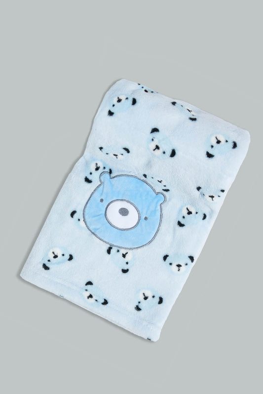 Redtag-Blue-Bear-Fluffy-Blanket-Baby-Blankets-Baby-0 to 12 Months