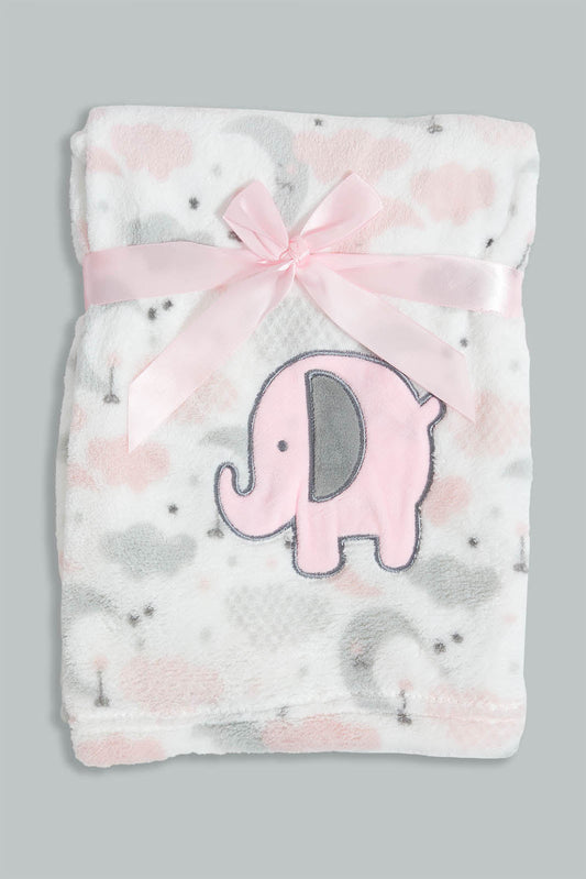 Redtag-Pink-Elephant-Fluffy-Blanket-Baby-Blankets-Baby-0 to 12 Months