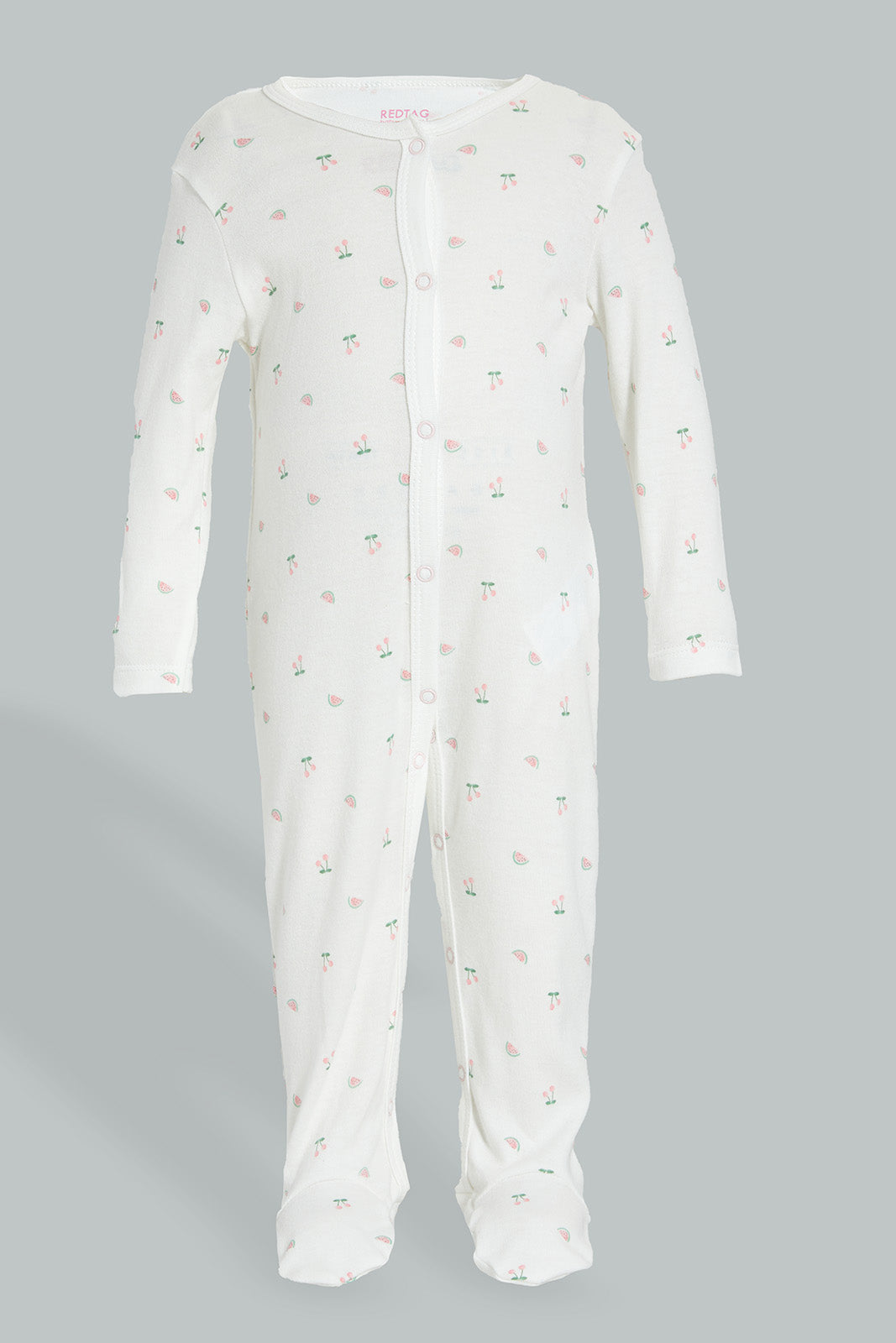 Redtag-Pink-And-White-Watermelon-Printed-2-Pack-Romper-Sleepsuits-Baby-0 to 12 Months