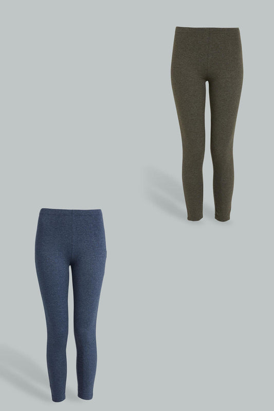 Redtag-Ladies-2-Pack-Legging-Colour:Assorted,-Filter:Women's-Clothing,-New-In,-New-In-Women,-Non-Sale,-S22A,-Section:Women,-Women-Leggings-Women's-