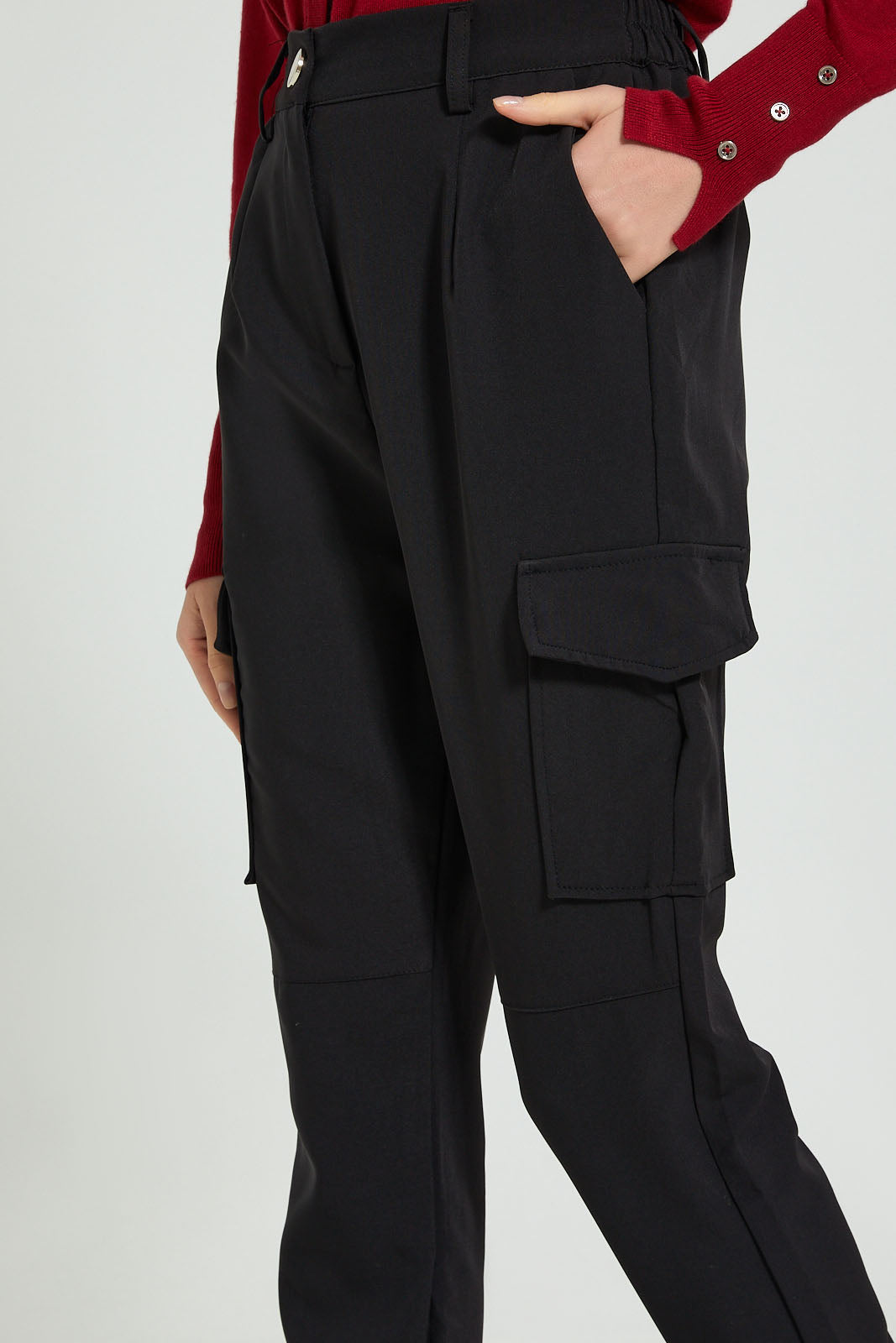 Redtag-Black-Jogger-With-Cargo-Pockets-Trousers-Women's-