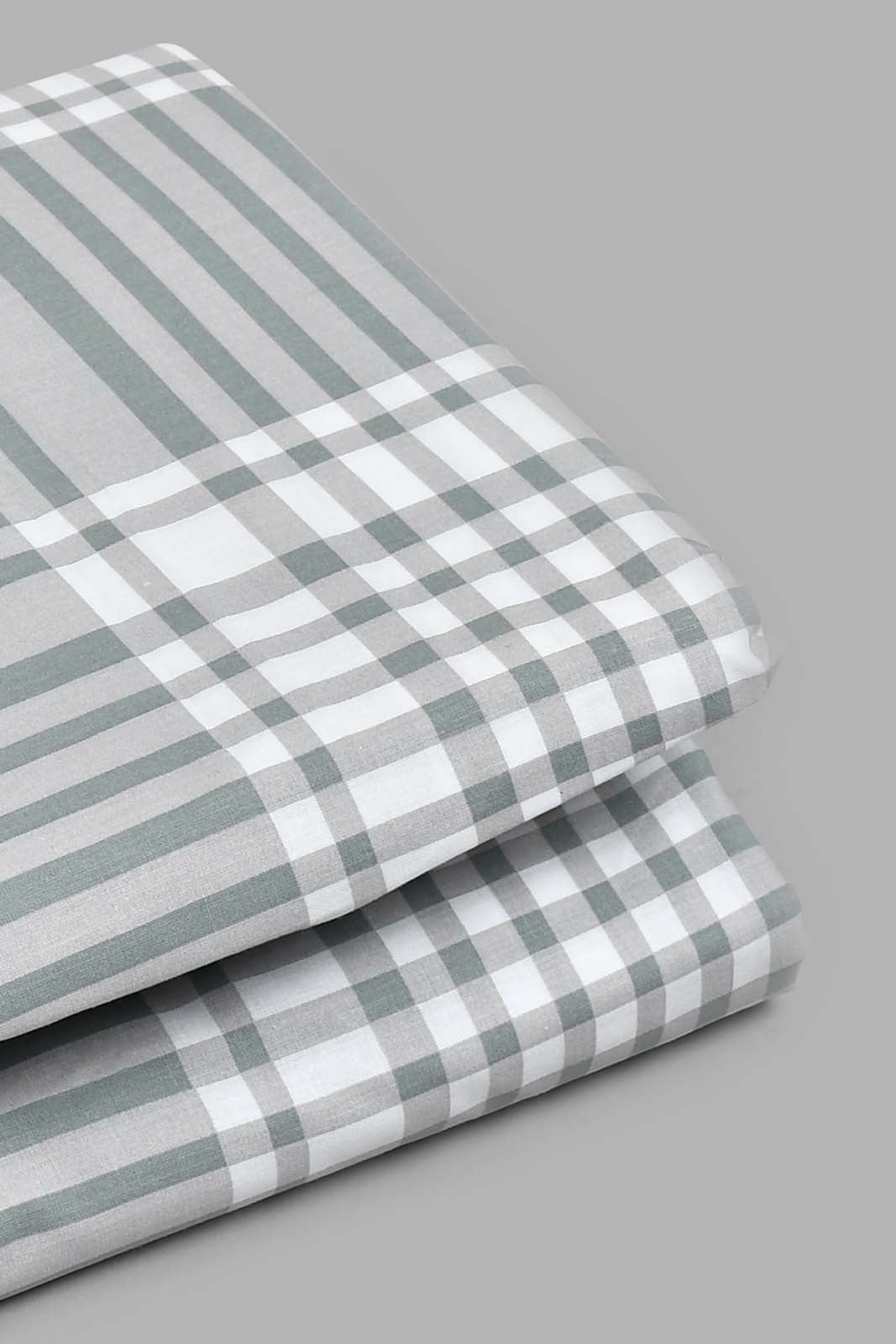 Redtag-Grey-Check-Printed-Fitted-Sheet(Twin-Size)-Fitted-Sheets-Home-Bedroom-