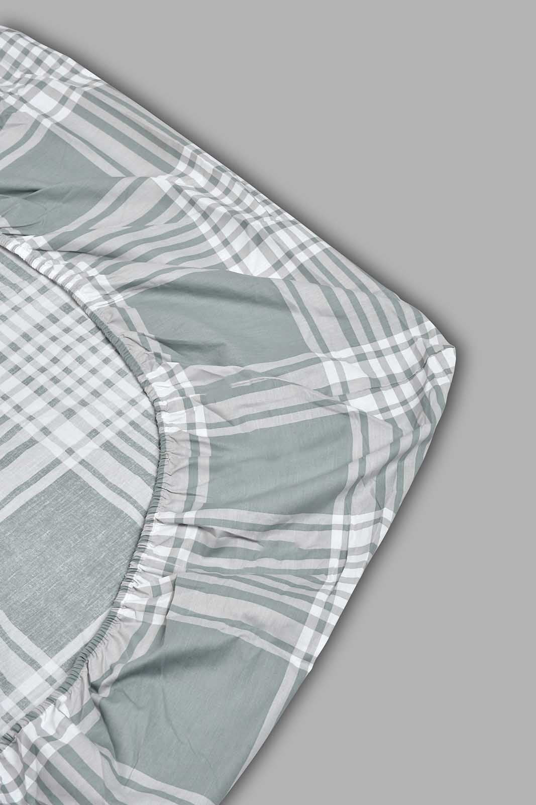 Redtag-Grey-Stripe-Printed-Fitted-Sheet(Double-Size)-Fitted-Sheets-Home-Bedroom-