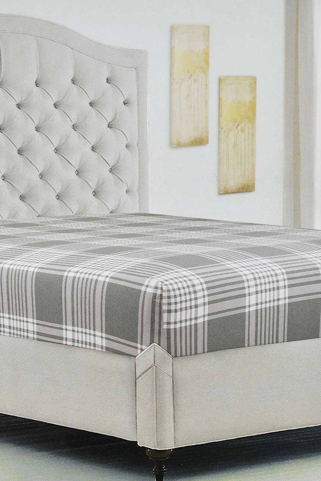 Redtag-Grey-Stripe-Printed-Fitted-Sheet(Super-King-Size)-Fitted-Sheets-Home-Bedroom-