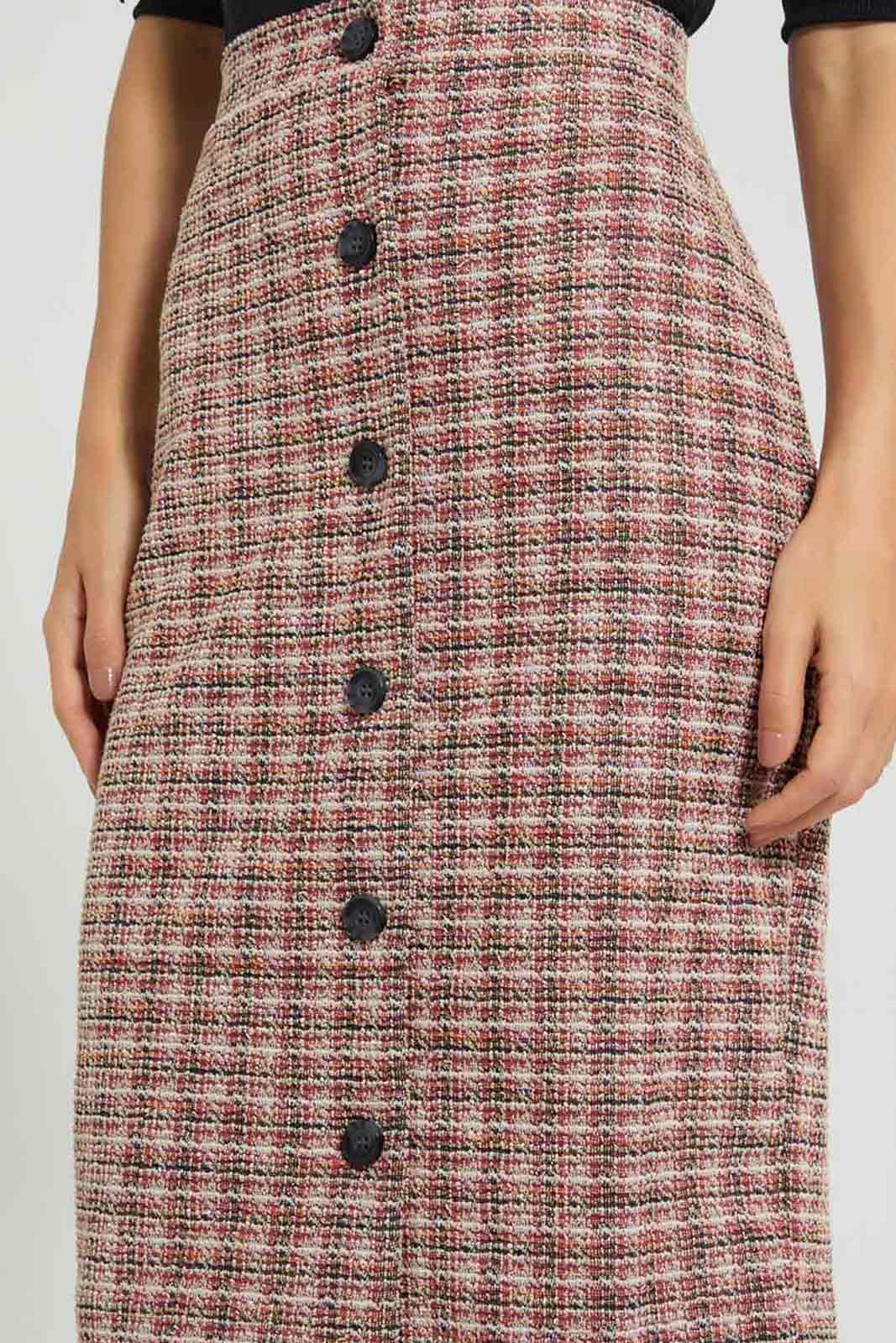 Women Multicolour Front Button Pencil Skirt