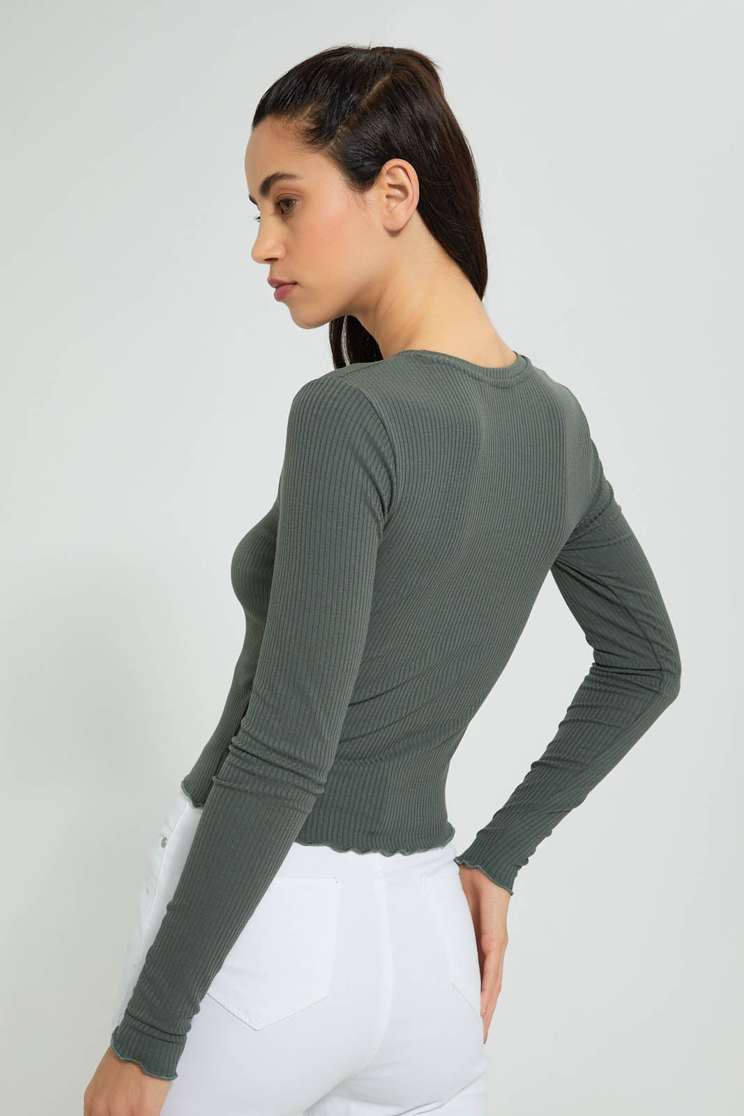 Redtag-Red-Rib-Plain-Long-Sleeve-T-Shirt-Active-Tees-Women's-