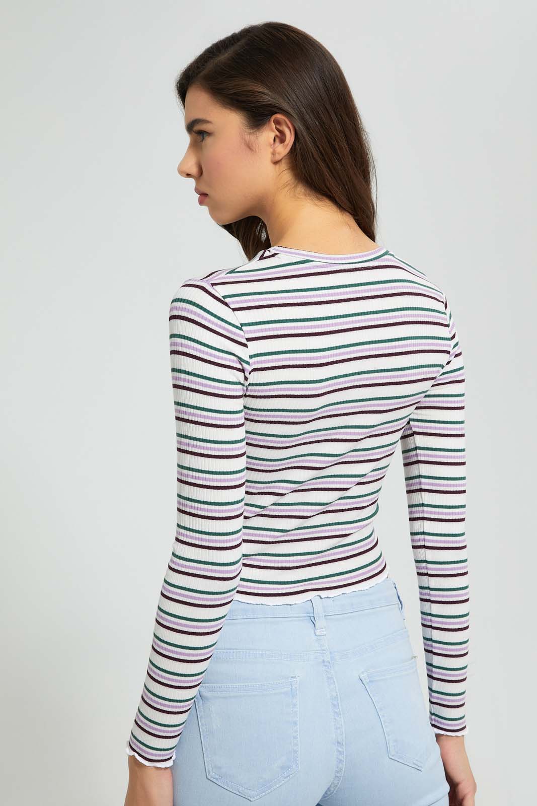 Redtag-White-Rib-Strips-Long-Sleeve-T-Shirt-Striped-Women's-