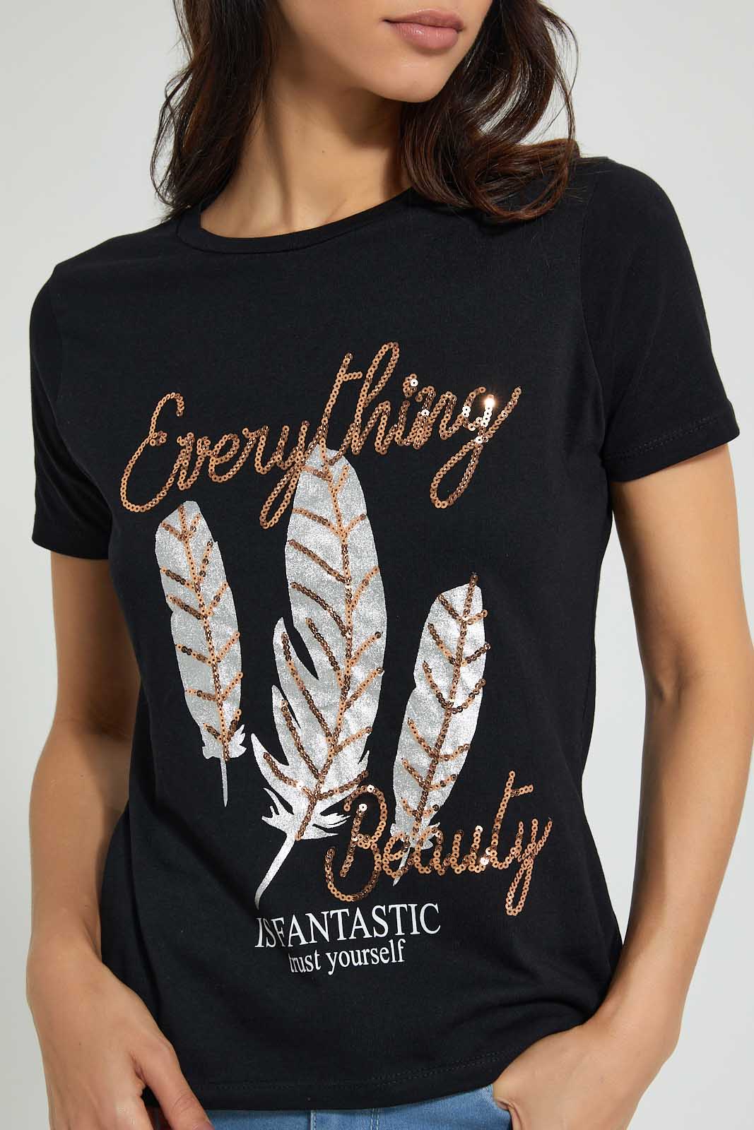 Redtag-Black-Photographic-Print-T-Shirt-Active-Tees-Women's-