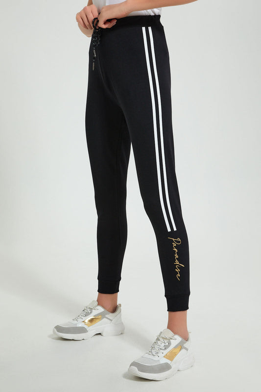Redtag-Burgundy-Basic-Jogger-With-Side-Applique-Joggers-Women's-