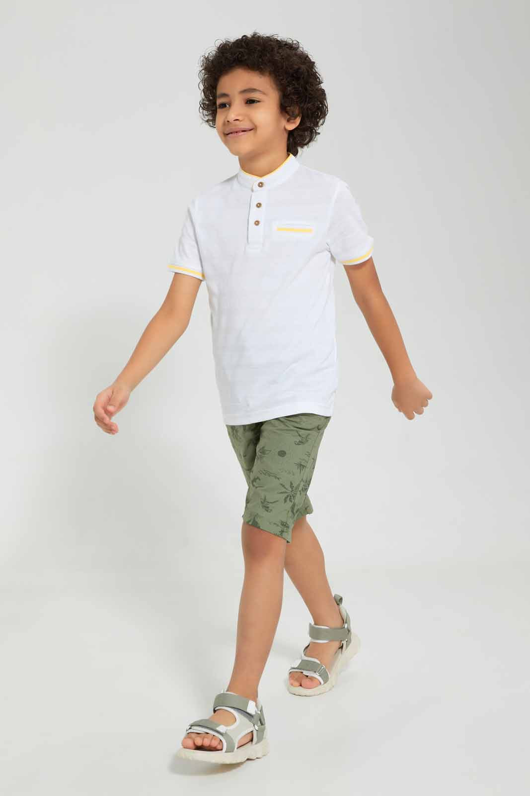 Olive Printed Pull On Short