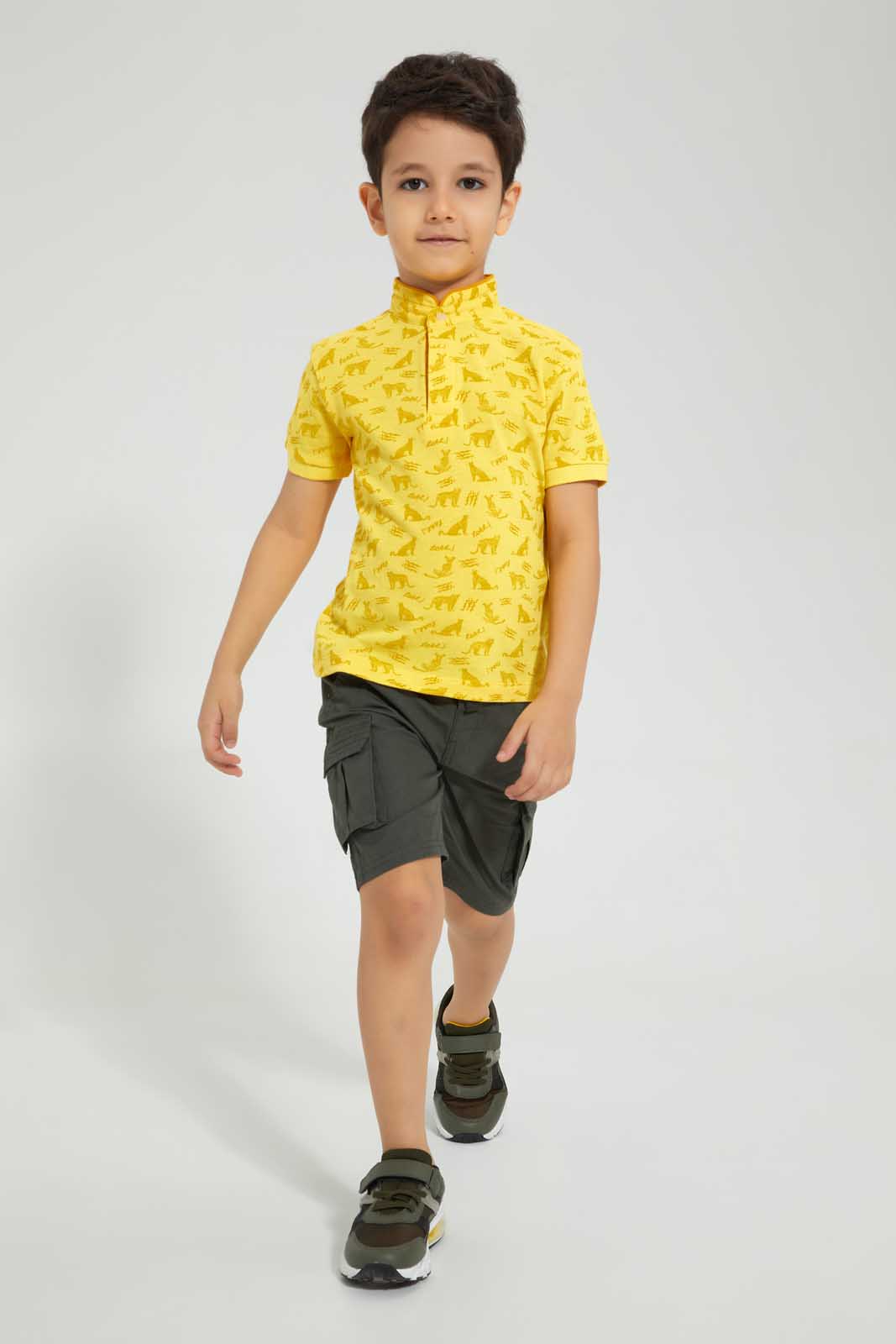 Redtag-Olive-Pull-On-Cargo-Short-Pull-On-Shorts-Boys-2 to 8 Years