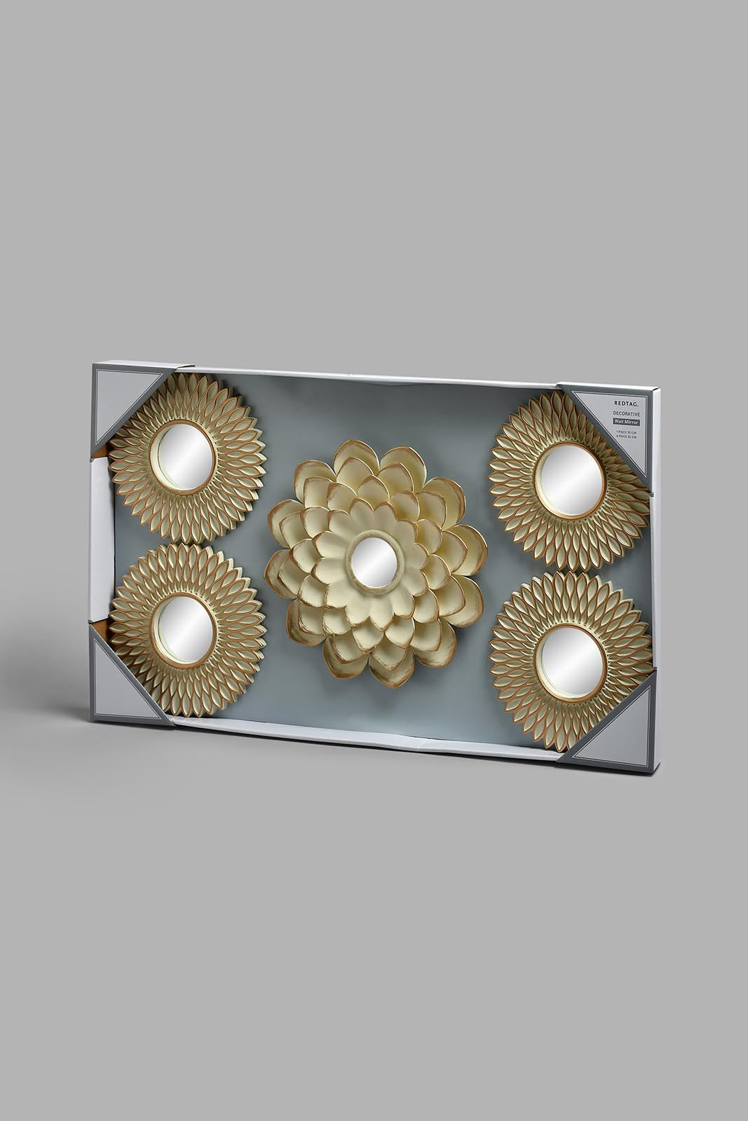 Redtag-White-Floral-Decorative-Wall-Mirror-Set-(5-piece)-Mirrors-Home-Decor-0