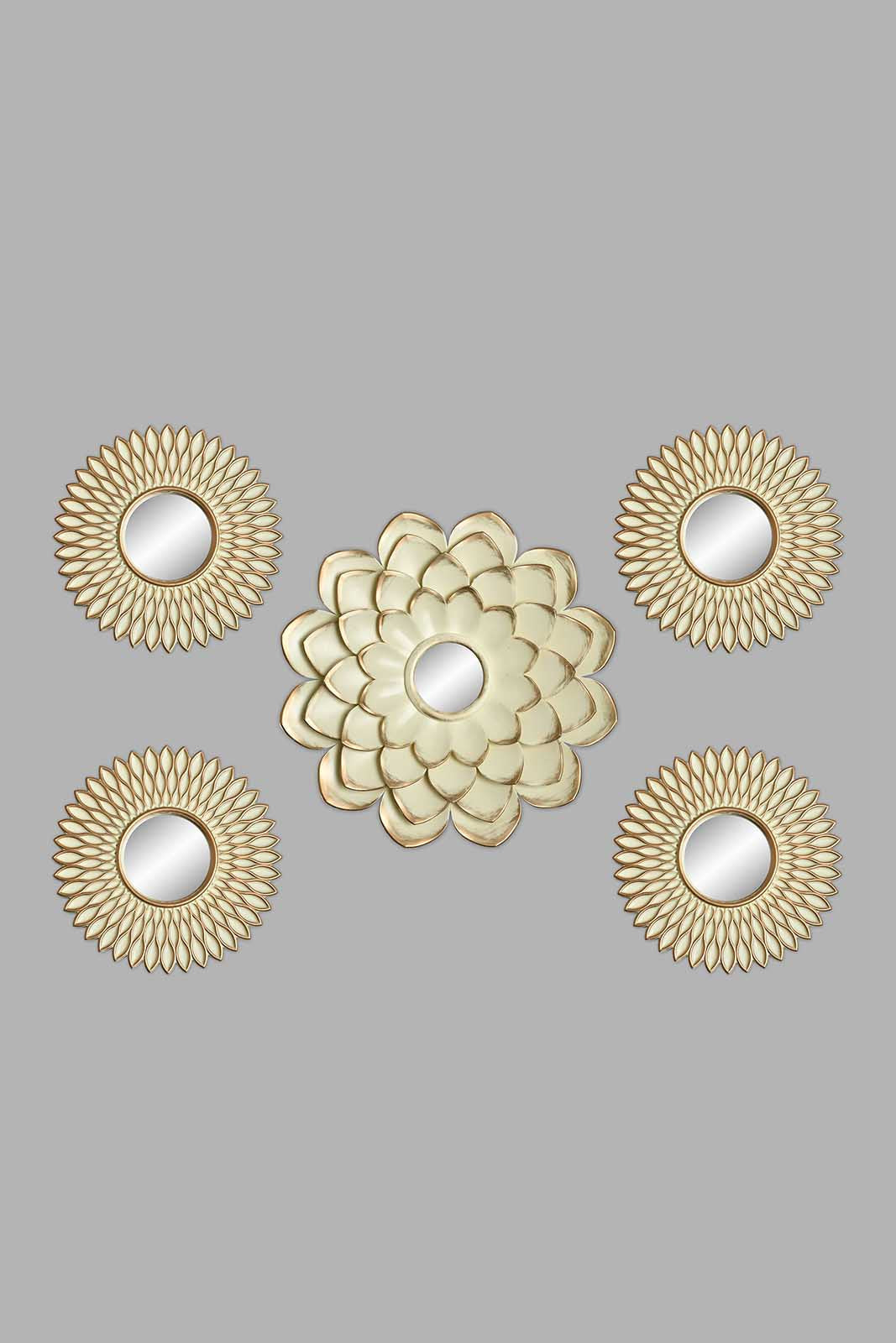 Redtag-White-Floral-Decorative-Wall-Mirror-Set-(5-piece)-Mirrors-Home-Decor-0