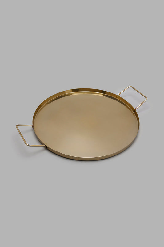 Redtag-Gold-Metal-Round-Tray-Trays-Home-Dining-