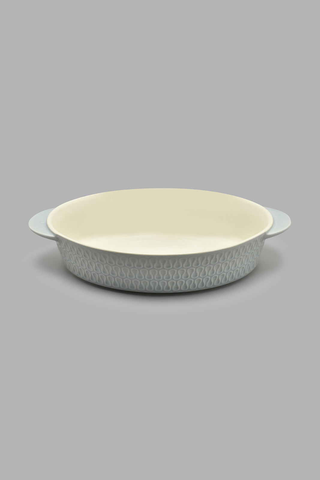 Redtag-Grey-Embossed-Oval-Baking-Dish-Without-Glass-Lid-Bakeware-Home-Dining-