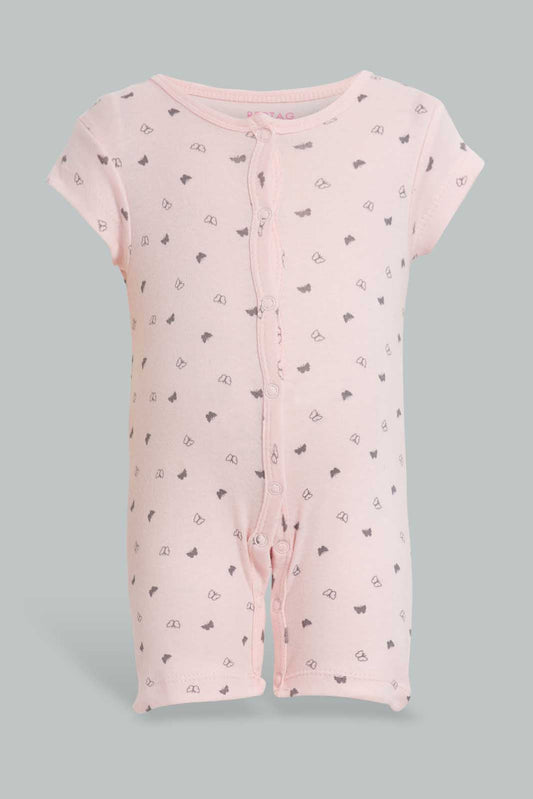 Redtag-Pink-Butterfly-Romper-Rompers-Baby-0 to 12 Months