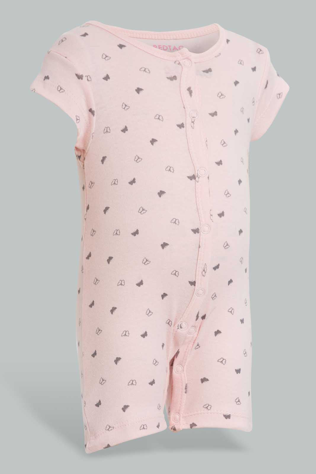 Redtag-Pink-Butterfly-Romper-Rompers-Baby-0 to 12 Months