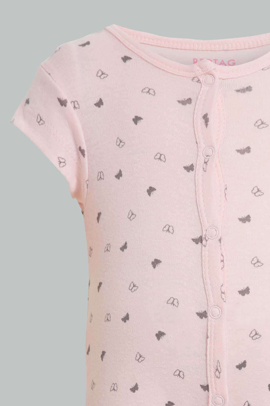 Redtag-Pink-Butterfly-Romper-Rompers-Baby-0 to 12 Months