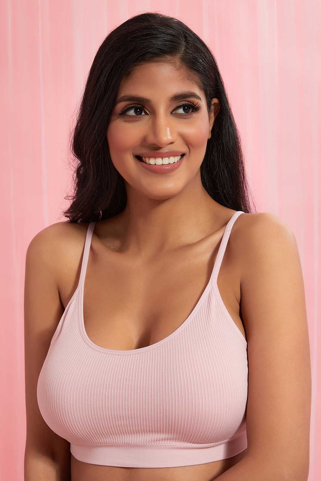 Redtag-Olive/Pink/White-Plain-Padded-Comfort-Bra-(3-Pack)-Comfort-Bras-Women's-