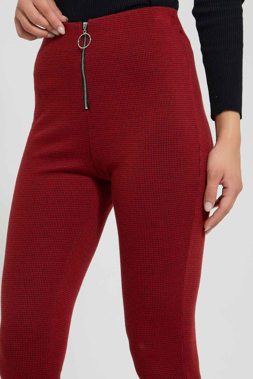 Redtag-Slim-Leg-Elasticated-Waist-Ginham-Trouser-Trousers-Women's-