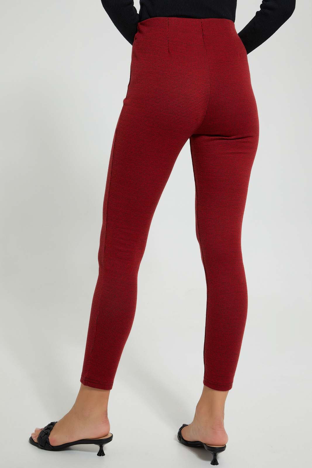 Redtag-Slim-Leg-Elasticated-Waist-Ginham-Trouser-Trousers-Women's-