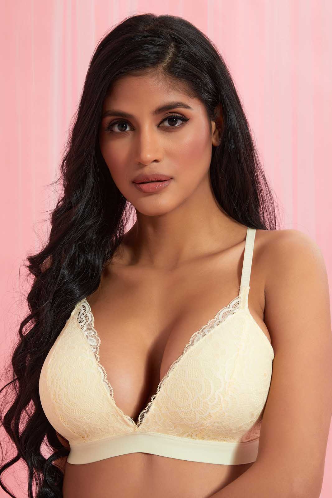 Redtag-Blue/Yellow-Plain-Padded-Non-Wired-Bra-(2-Pack)-Non-Wired-Padded-Women's-