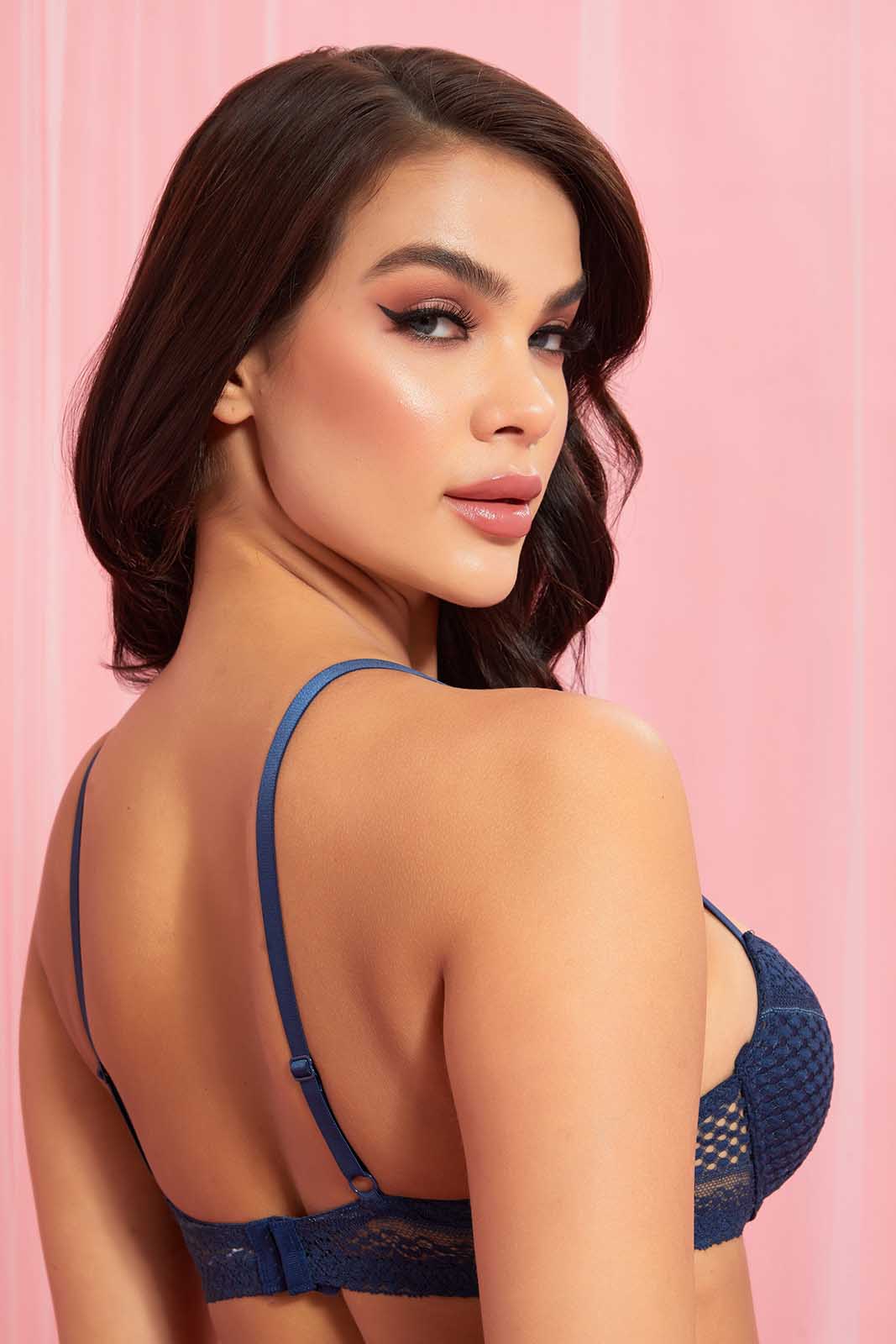 Redtag-Navy-And-White-Textured-Plunge-Bra-(Pack-of-2)-Category:Bras,-Colour:Navy,-Colour:White,-Deals:Sale,-Filter:Women's-Clothing,-Non-Returnable,-S22B,-Sale-Women-APL,-Section:Women,-Women-Bras--