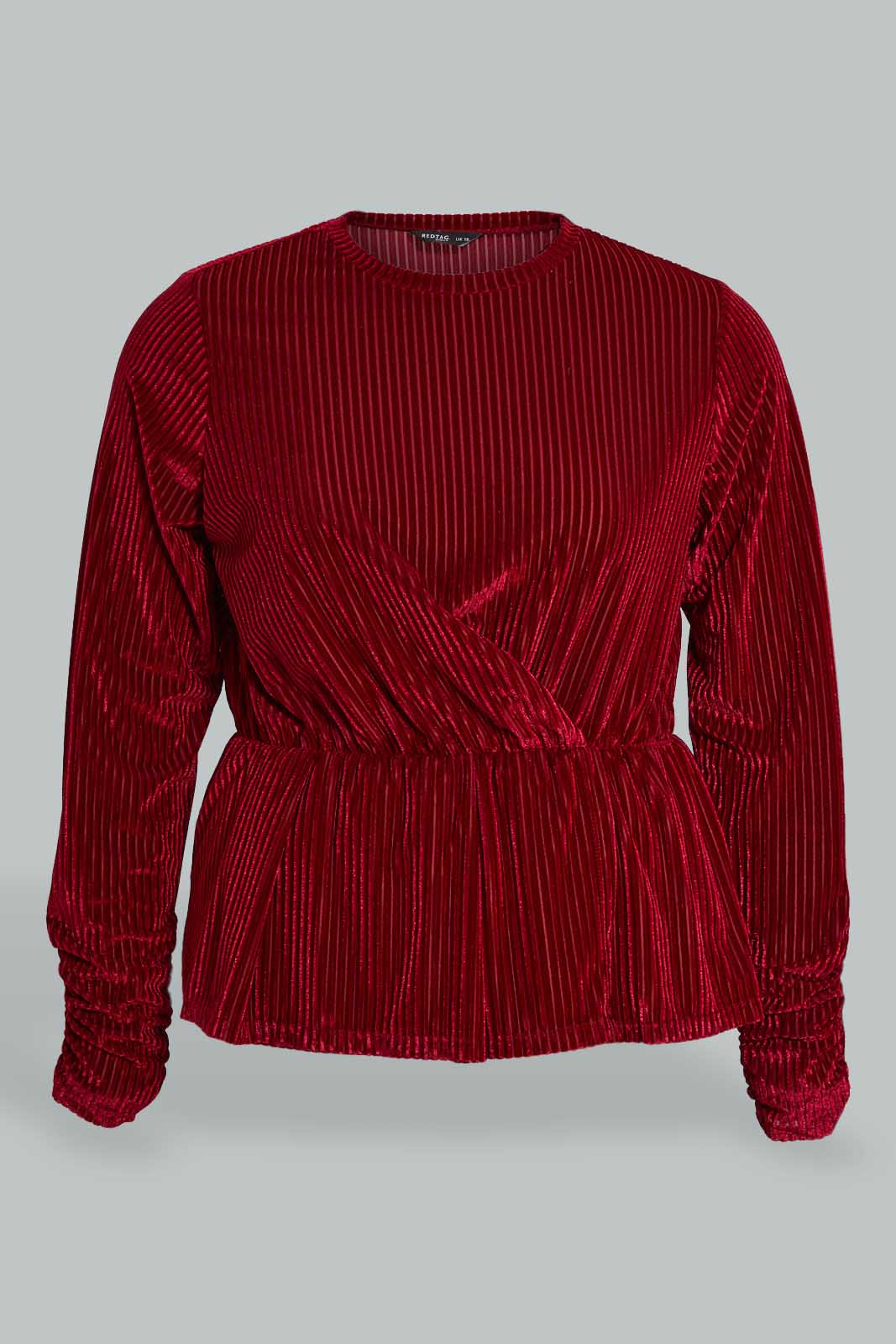 Redtag-Velour-Peplum-Top-Tops-Women's-