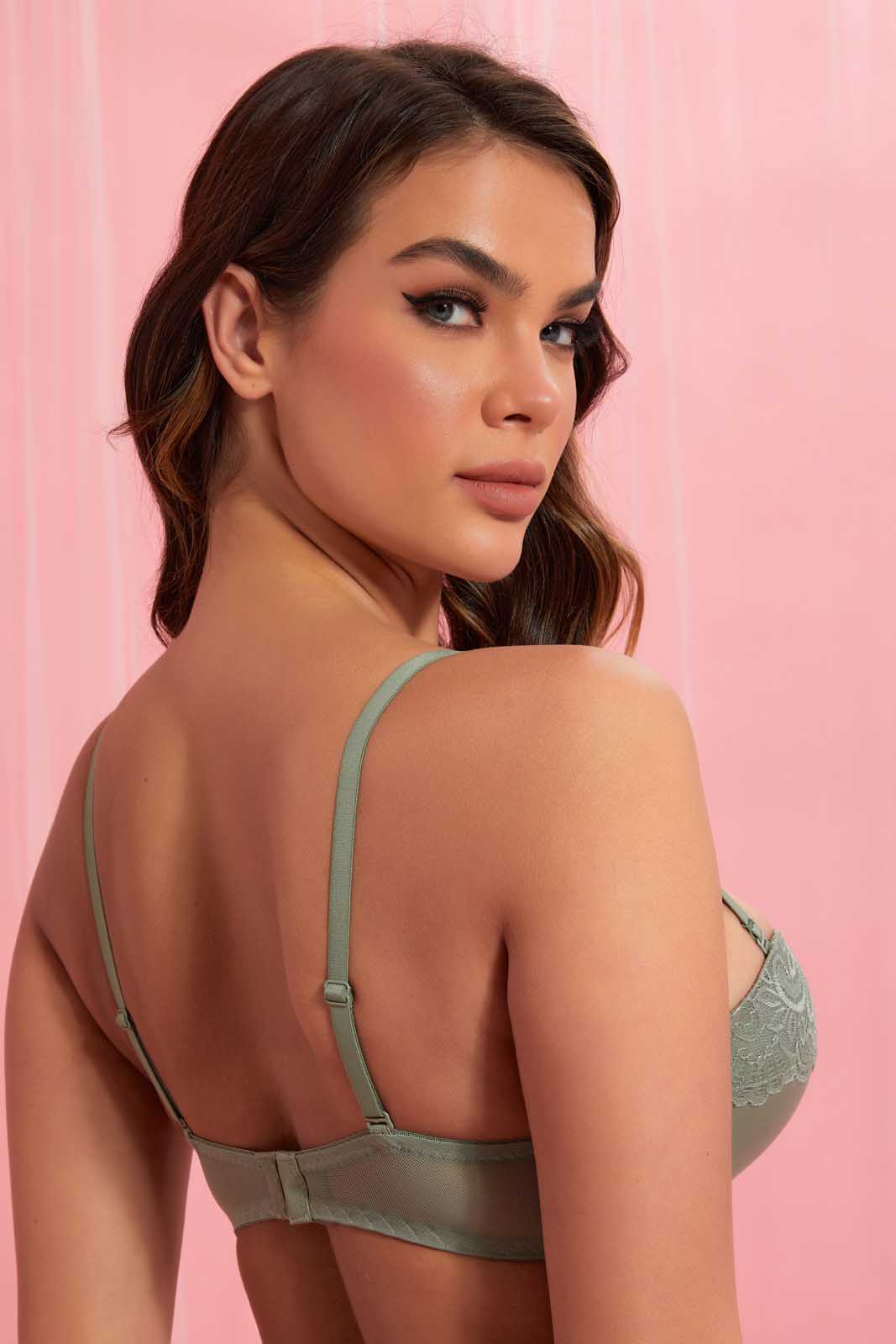 Redtag-Sage/Ivory-Plain-Padded-Balconette-Bra-(2-Pack)-Balconette-Women's-
