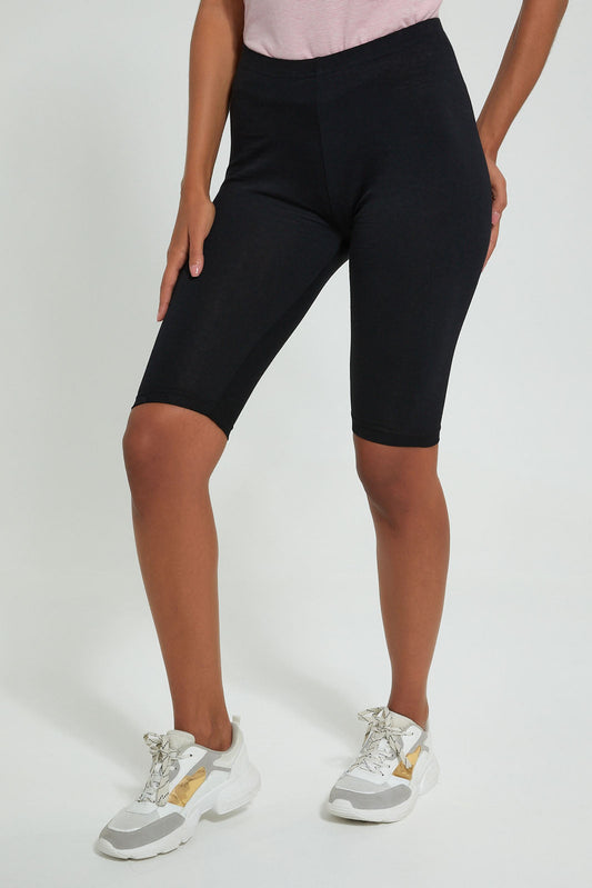 Redtag-Black-Knee-Length-Capri-Leggings-Women's-0