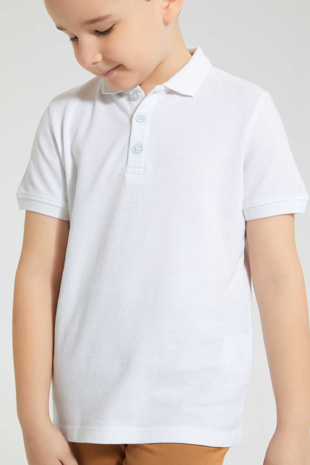 Redtag-White-Pique-Polo-Plain-Boys-2 to 8 Years