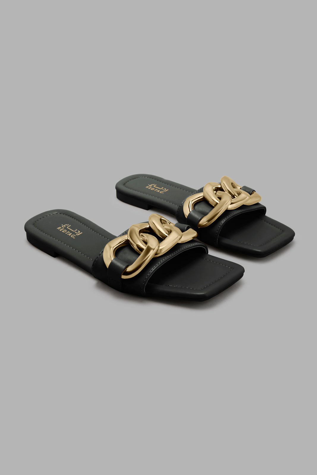Redtag-Square-Toe-Mule-With-Chain-Trim-Mules-Women's-