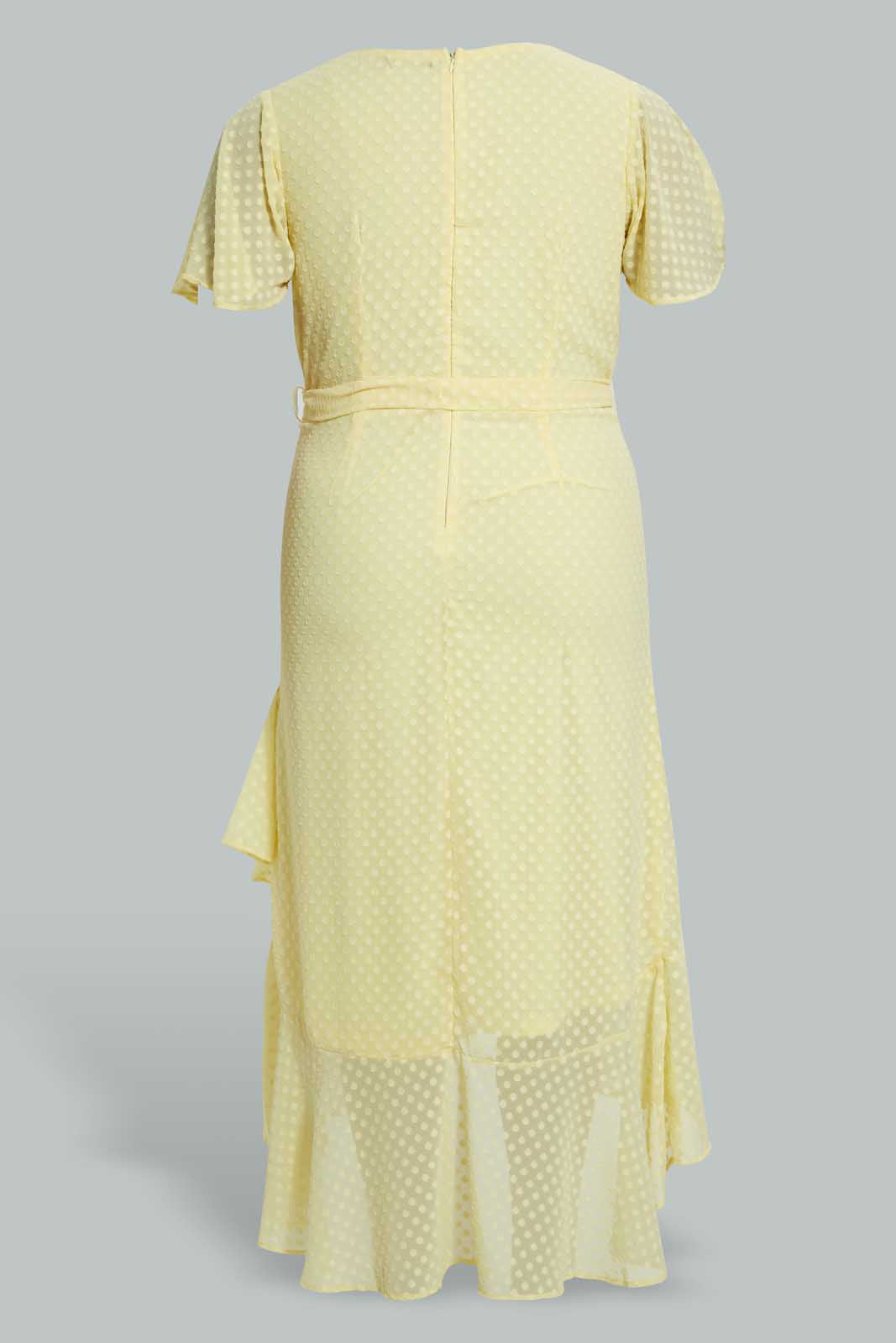 Redtag-Yellow-Wrap-Midi-Dress-Dresses-Women's-