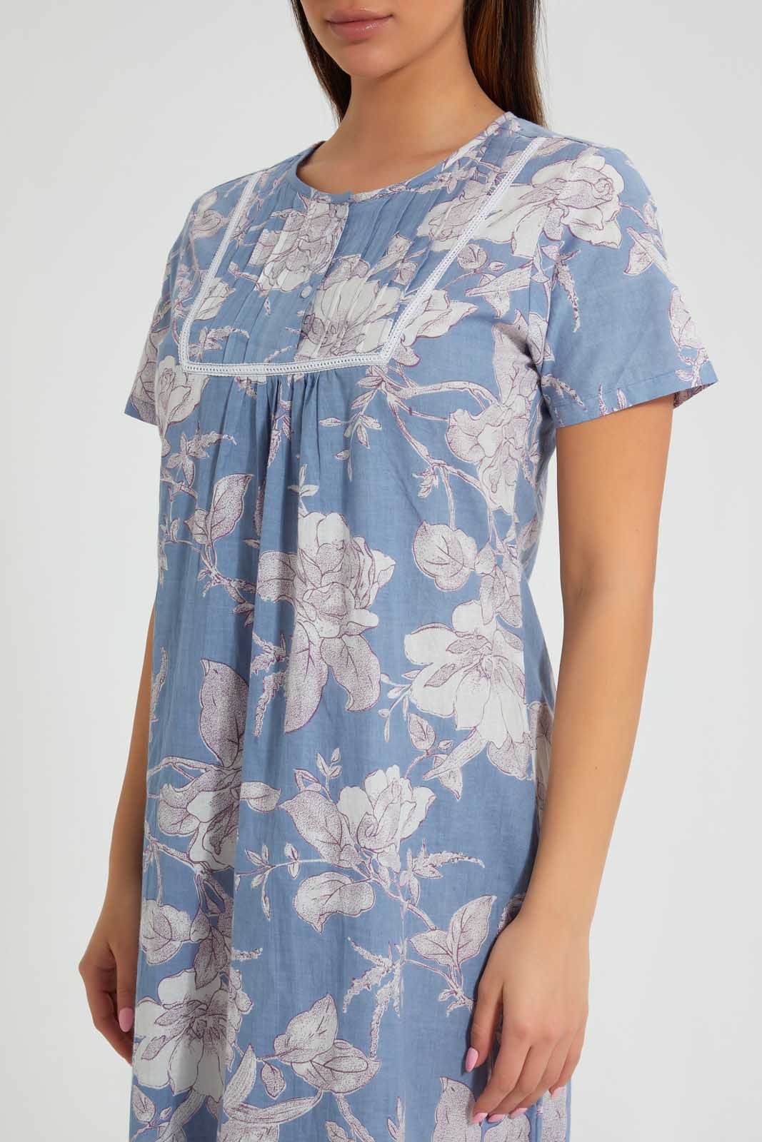 Redtag-Blue-Floral-Printed-Nightgown-Nightgowns-Women's-
