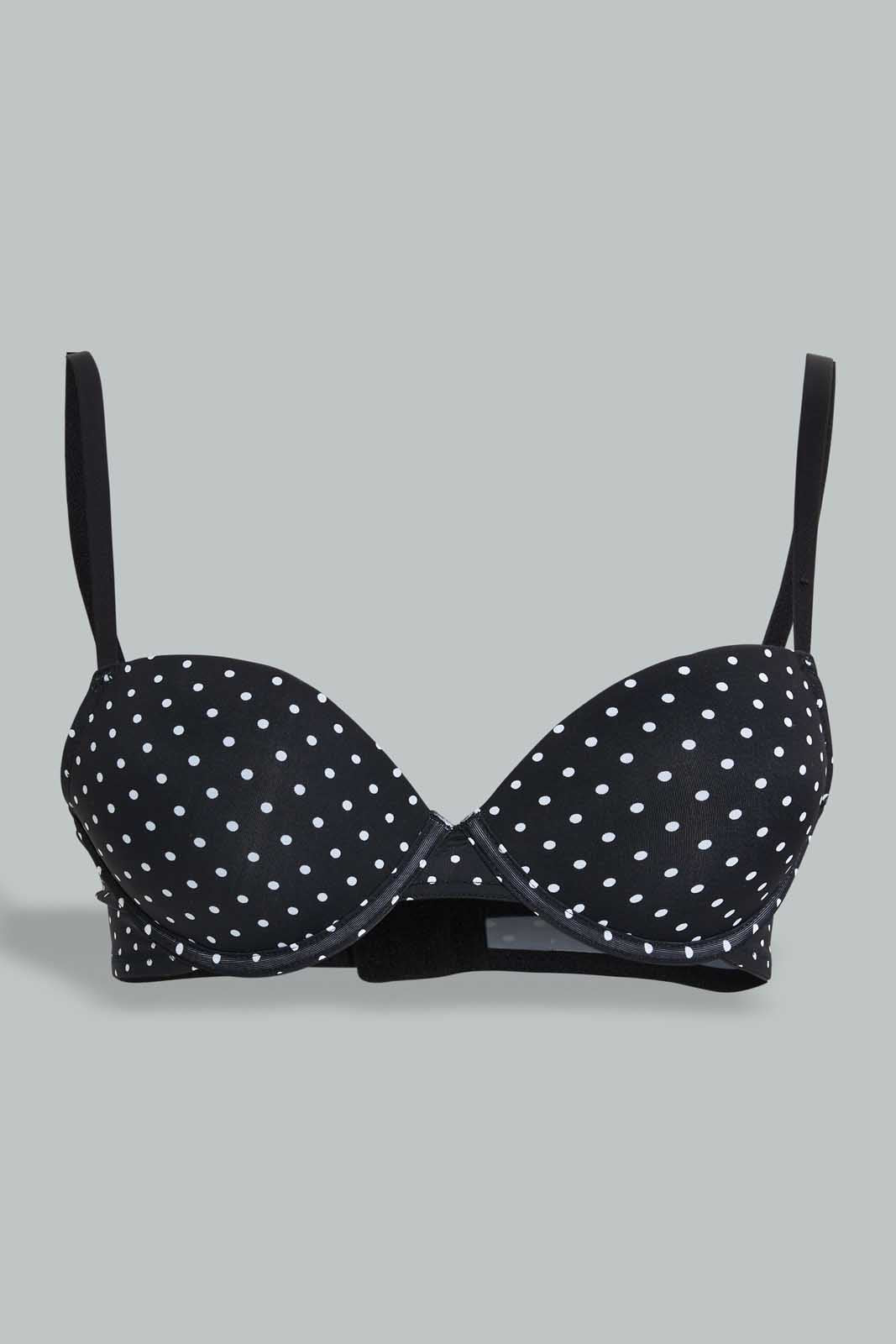 Redtag-Pink-Floral-Printed/Green-Plain-Padded-Push-Up-Bra-(2-Pack)-Push-up-Bras-Women's-