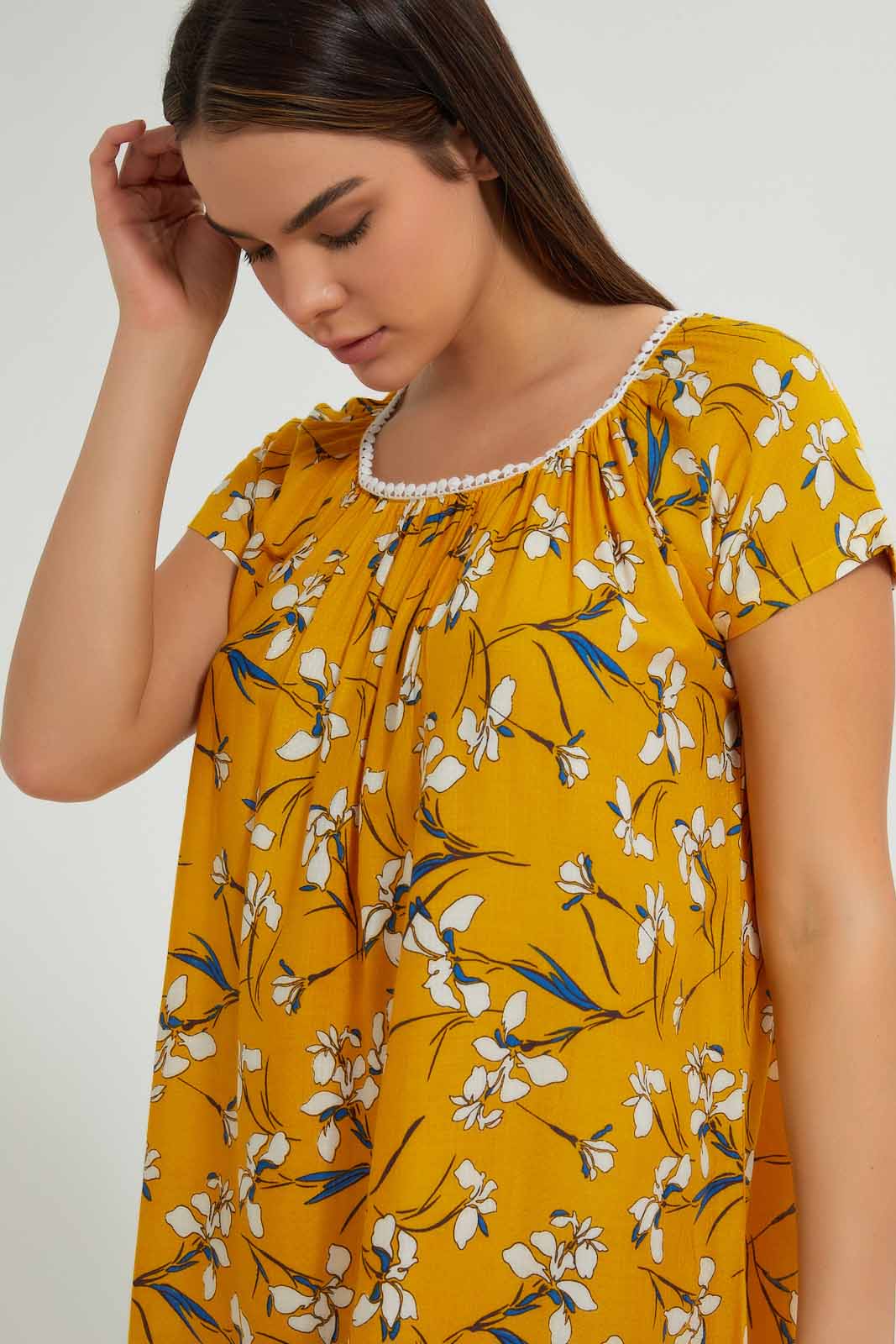 Redtag-Yellow-Floral-Printed-Nightgown-Nightgowns-Women's-