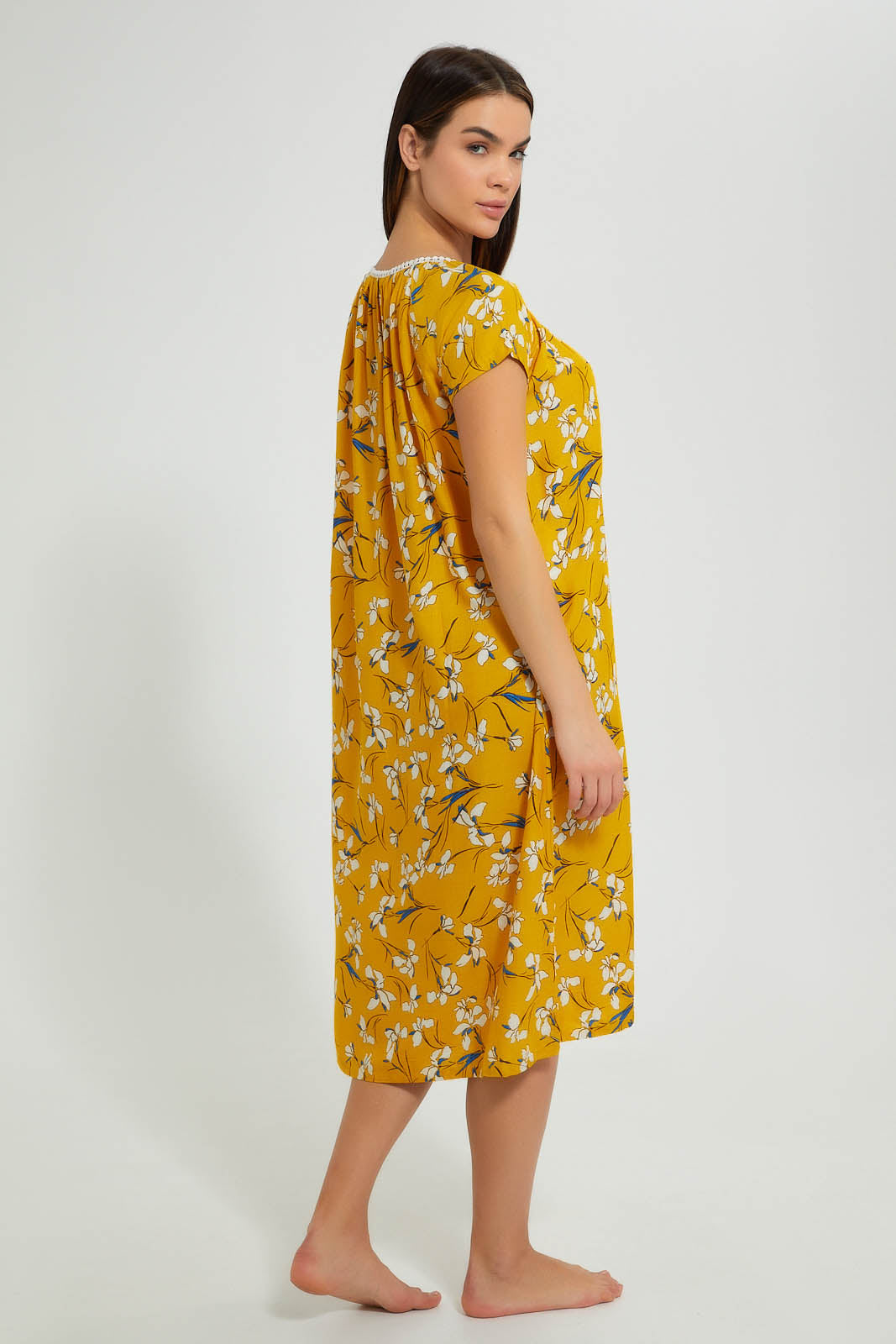 Redtag-Yellow-Floral-Printed-Nightgown-Nightgowns-Women's-