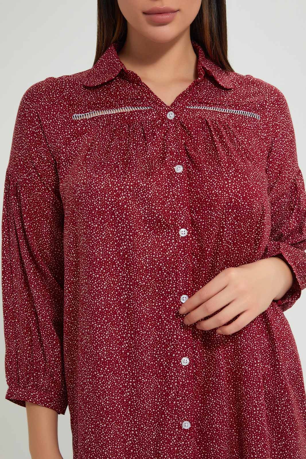 Redtag-Maroon-Polka-Printed-Nightgown-Nightgowns-Women's-