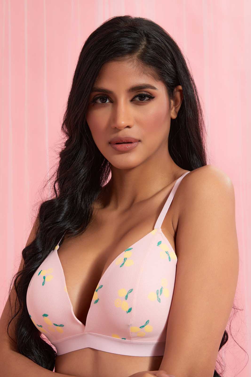 Redtag-Navy/Pink-Floral-Printed-Padded-Non-Wired-Bra-(2-Pack)-Non-Wired-Padded-Women's-