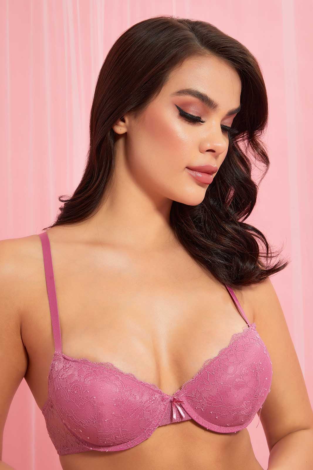 Redtag-Purple-And-White-Lace-Push-Up-Bra-(Pack-of-2)-Category:Bras,-Colour:Purple,-Colour:White,-Deals:Sale,-Filter:Women's-Clothing,-Non-Returnable,-S22B,-Sale-Women-APL,-Section:Women,-Women-Bras--