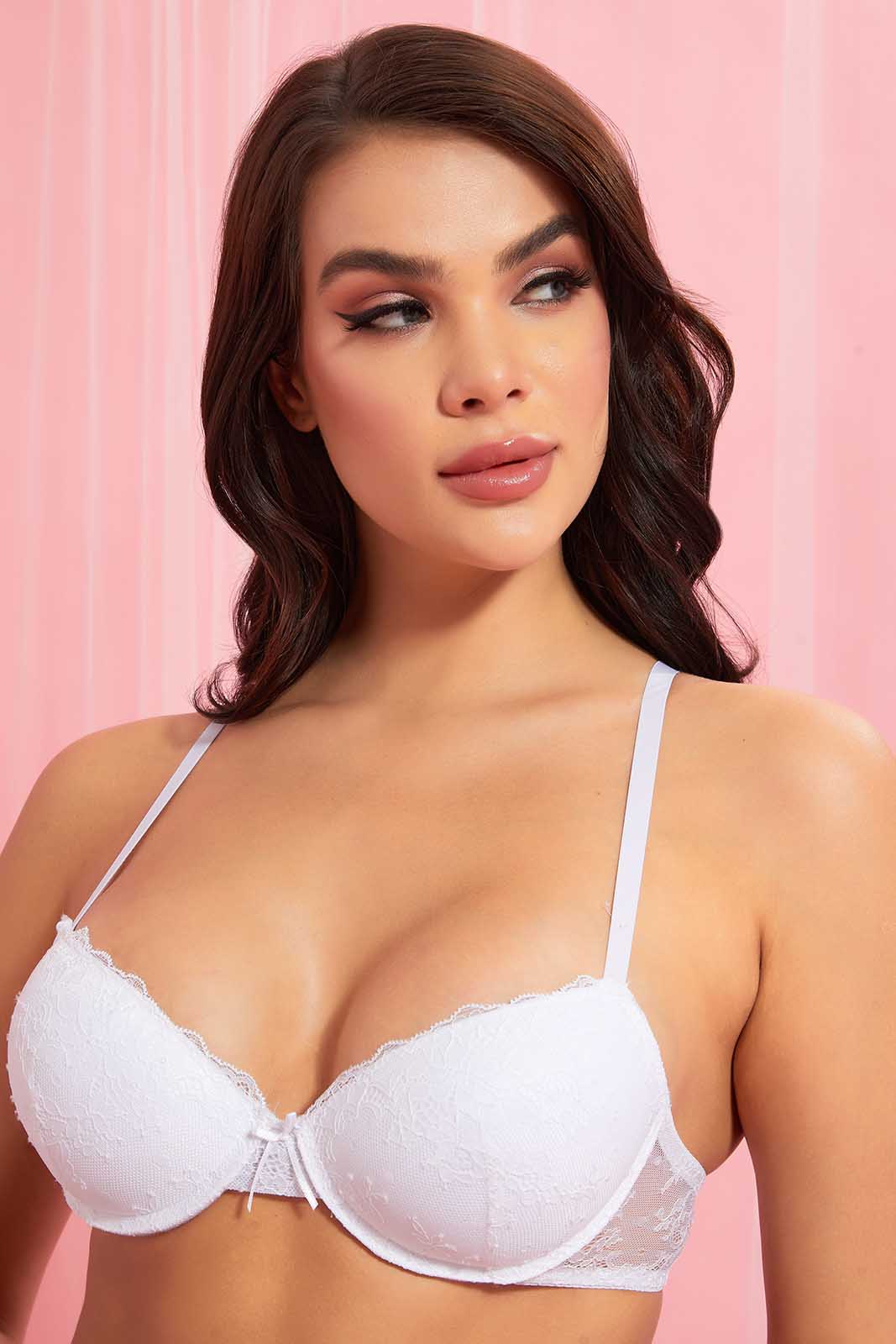 Redtag-Purple-And-White-Lace-Push-Up-Bra-(Pack-of-2)-Category:Bras,-Colour:Purple,-Colour:White,-Deals:Sale,-Filter:Women's-Clothing,-Non-Returnable,-S22B,-Sale-Women-APL,-Section:Women,-Women-Bras--
