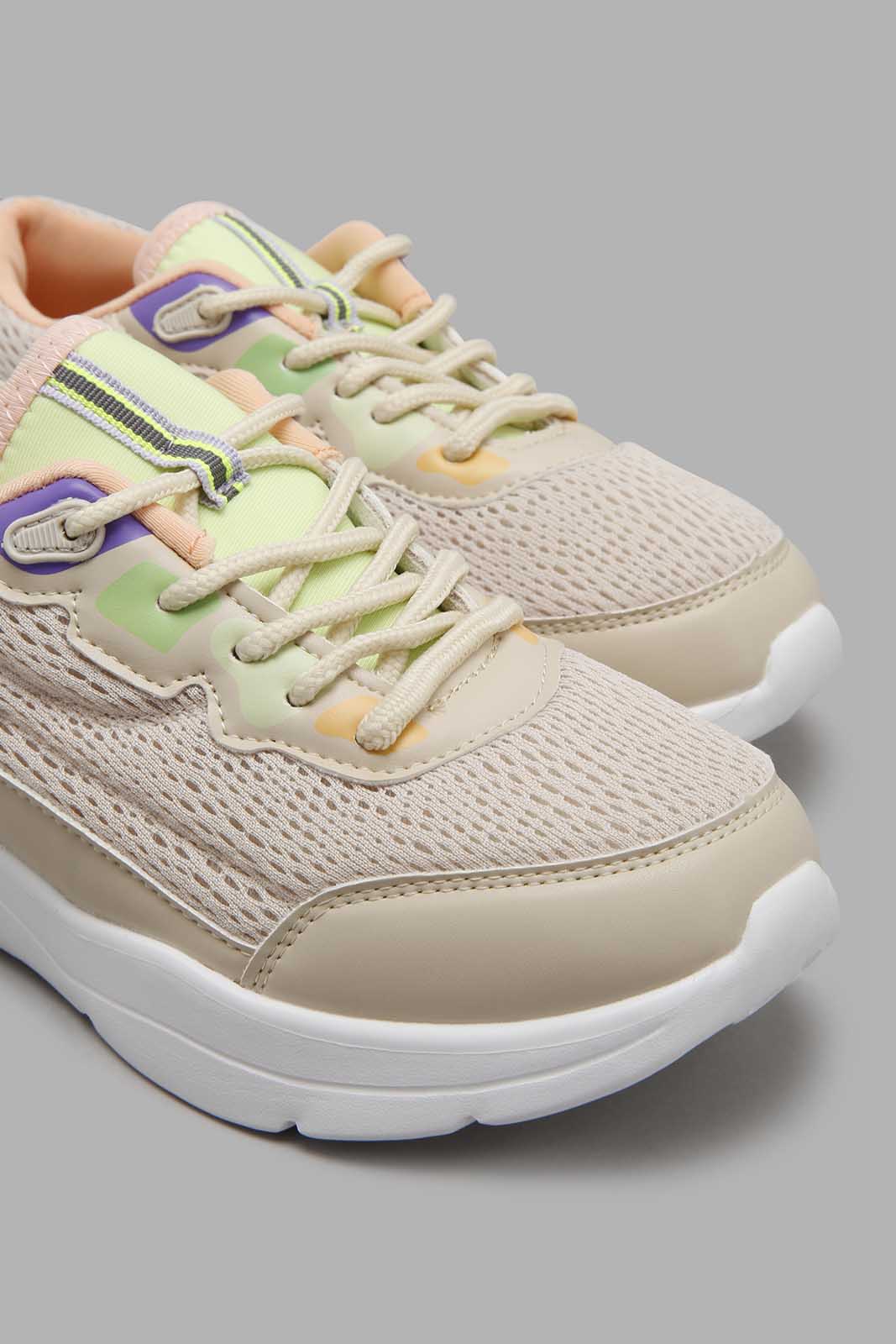 Redtag-Beige-Lace-Up-Trainer-Colour:Beige,-Filter:Girls-Footwear-(5-to-14-Yrs),-GSR-Trainers,-New-In,-New-In-GSR-FOO,-Non-Sale,-S22A,-Section:Kidswear-Senior-Girls-5 to 14 Years